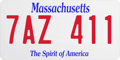 MA license plate 7AZ411