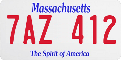 MA license plate 7AZ412