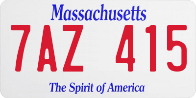 MA license plate 7AZ415