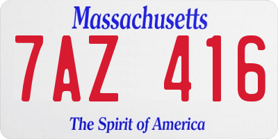 MA license plate 7AZ416