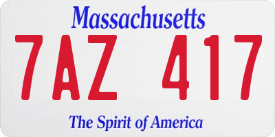 MA license plate 7AZ417