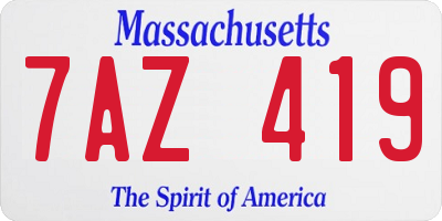 MA license plate 7AZ419
