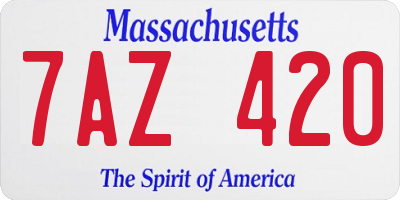 MA license plate 7AZ420
