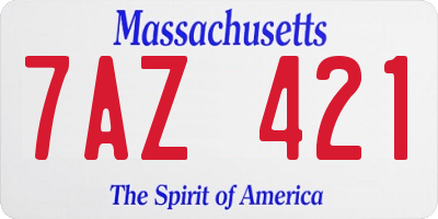 MA license plate 7AZ421