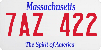 MA license plate 7AZ422