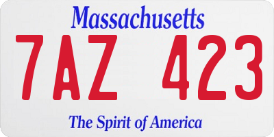 MA license plate 7AZ423