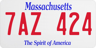 MA license plate 7AZ424