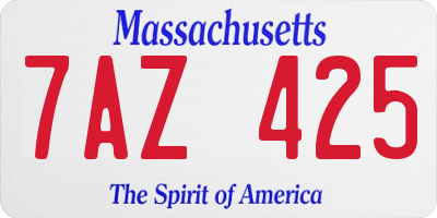 MA license plate 7AZ425