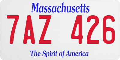 MA license plate 7AZ426