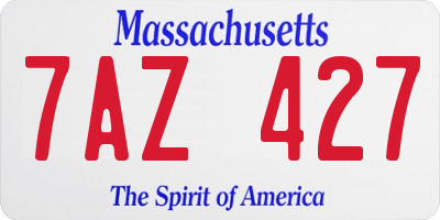 MA license plate 7AZ427