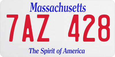 MA license plate 7AZ428