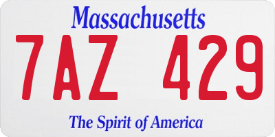 MA license plate 7AZ429