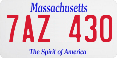 MA license plate 7AZ430