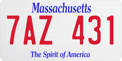 MA license plate 7AZ431