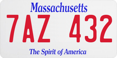 MA license plate 7AZ432
