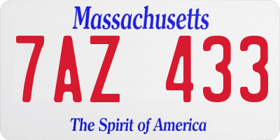 MA license plate 7AZ433