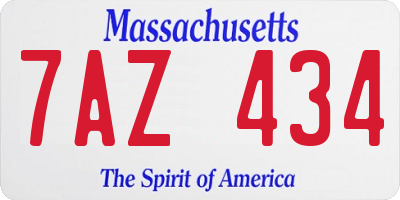 MA license plate 7AZ434