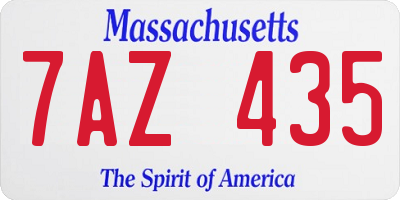 MA license plate 7AZ435