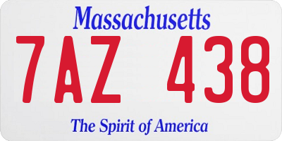MA license plate 7AZ438