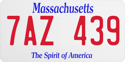 MA license plate 7AZ439