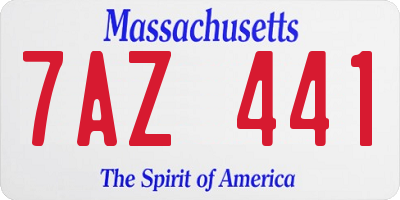 MA license plate 7AZ441