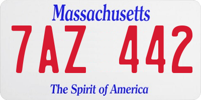 MA license plate 7AZ442