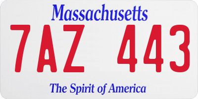 MA license plate 7AZ443