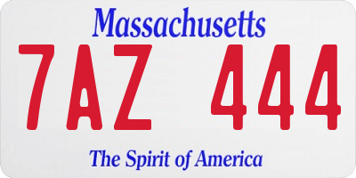 MA license plate 7AZ444
