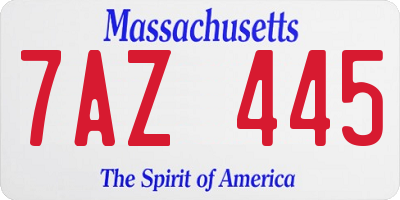 MA license plate 7AZ445