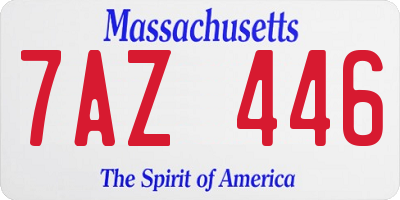 MA license plate 7AZ446
