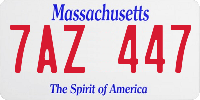 MA license plate 7AZ447
