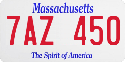 MA license plate 7AZ450