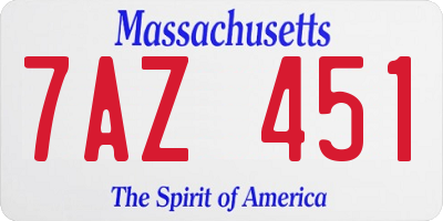 MA license plate 7AZ451