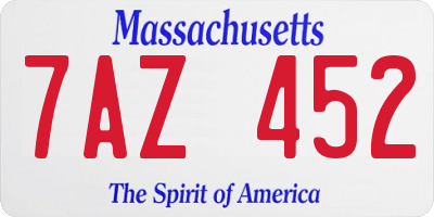 MA license plate 7AZ452
