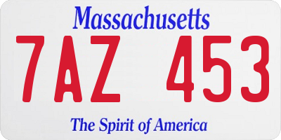 MA license plate 7AZ453