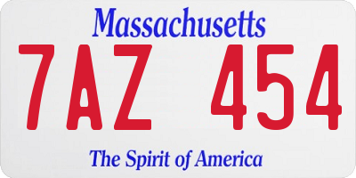 MA license plate 7AZ454