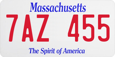 MA license plate 7AZ455