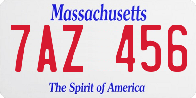 MA license plate 7AZ456