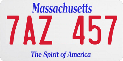 MA license plate 7AZ457