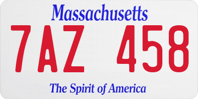 MA license plate 7AZ458