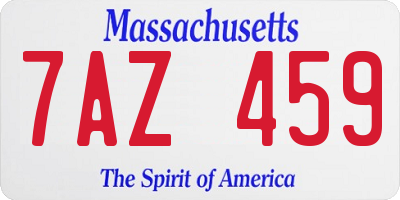 MA license plate 7AZ459
