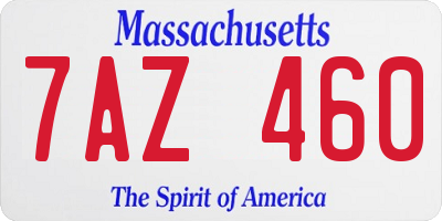 MA license plate 7AZ460