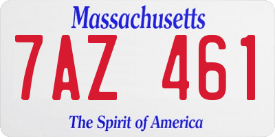 MA license plate 7AZ461