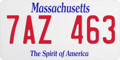 MA license plate 7AZ463