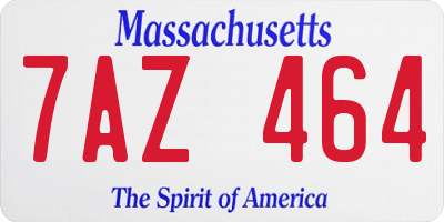 MA license plate 7AZ464