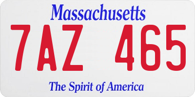 MA license plate 7AZ465