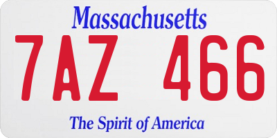 MA license plate 7AZ466