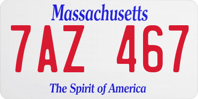 MA license plate 7AZ467