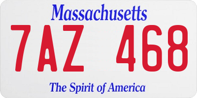 MA license plate 7AZ468