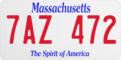 MA license plate 7AZ472
